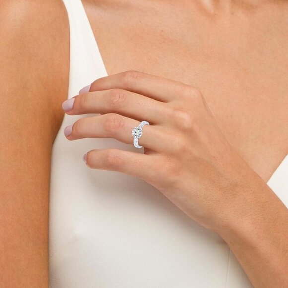 1 to 8 Carat Prong Set Round Cut Lab-Grown Diamond Engagement Ring for Women E-F - Picture 4 of 6